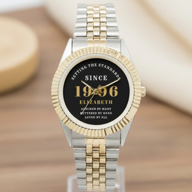 Relógio 30th Birthday 1996 Elegant Black White Chic (Born 1996 Birthday watch. Background out of focus.)