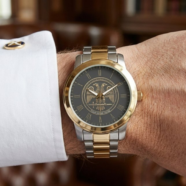 Relógio 32/33rd Scottish Rite Double Headed Eagle Masonic (32nd/33rd Scottish Double Headed Eagle Masonic Watch)