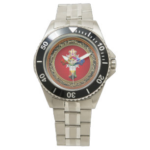Relógio [400] Rosy Cross (Rosa Croix) em Vermelho e Dourad