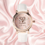 Relógio 50º Aniversário rosa dourado<br><div class="desc">Um presente para um aniversário de 50 anos. Uma cor de fundo rosa dourada. Adicionar um nome,  data</div>