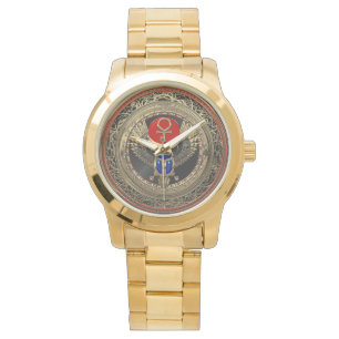 Relógio [500] Egípcio Dourado sagrado escaravelho voado