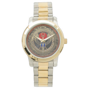 Relógio [500] Scarab Dourado Egípcio Alado Sagrado com An