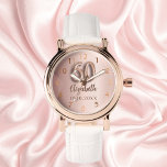 Relógio 60º Aniversário rosa dourado<br><div class="desc">Um presente para um aniversário de 60 anos. Uma cor de fundo rosa dourada. Adicionar um nome,  data</div>