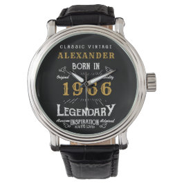 Relógio 60th Birthday Personalized Born 1966 Vintage Black