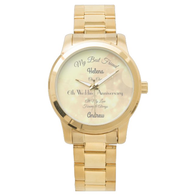 Relógio 6 Anniversário Wife personalizado Watch (Frente)