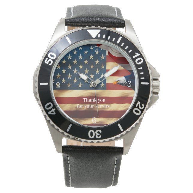 Relógio A Águia Americana Colorida com o Flag Watch (Frente)