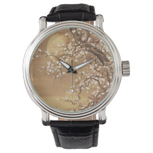 Relógio A ameixa japonesa floresce à lua