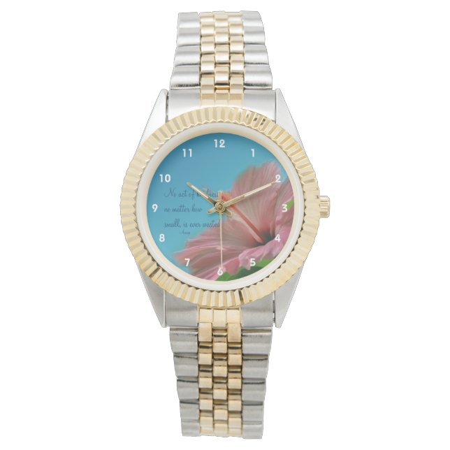 Relógio A bondade da flor do Hibiscus rosa cita o Inspirad (Frente)