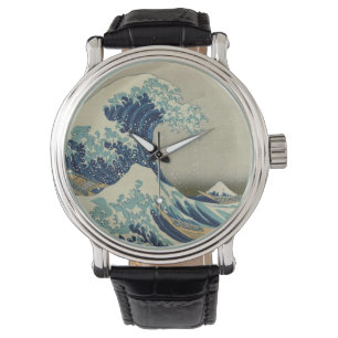 Relógio A grande onda por Hokusai, arte do bloco de