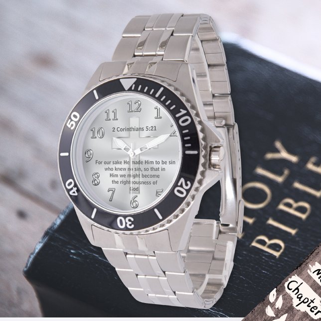 Relógio A sua SCRIPTURE Christian Watch for Men or Women (Bible Verse Wrist Watch. Gifts for Christian Men, and women. Birthday gift for pastor. Pastor Watch.)
