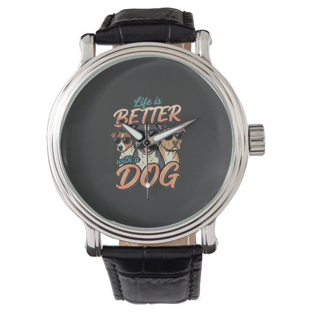 Relógio A Vida é Melhor Com o Vetor de Cachorro (Frente)