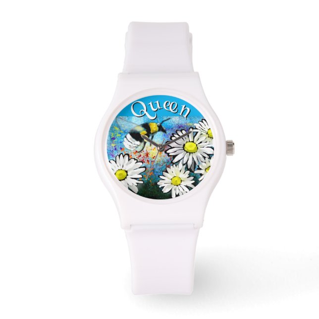 Relógio Abelha Caprichosa em Margaridas Personalizadas (Frente)