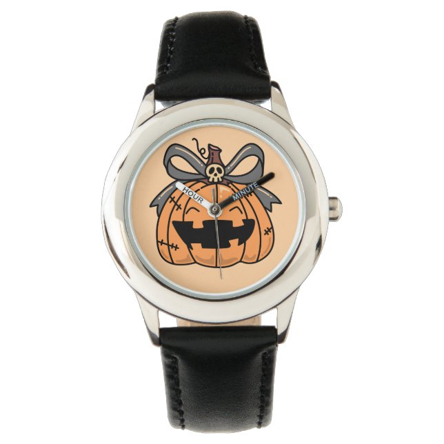 Relógio Abóbora de Halloween, Rosto Fofo (Frente)