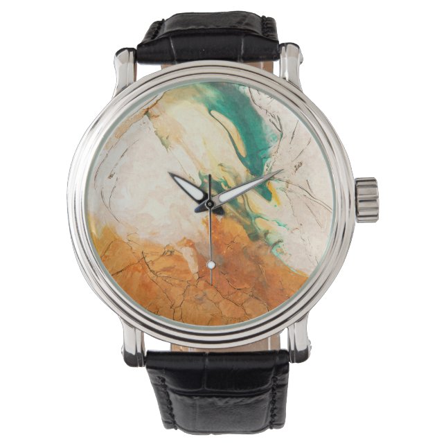 Relógio Abstract Earth Tones Marble Art Watch (Frente)