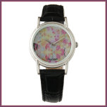 Relógio Abstrato cor-de-rosa preto e amarelo<br><div class="desc">Padrões lindos de abstrato preto e amarelo cor-de-rosa com brilho sutil. Adicione seu nome para personalizar.</div>