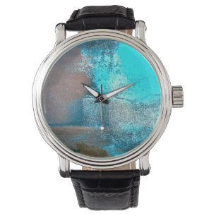 Relógio Abstrato de Tinta Turquesa Retroativa e de Pó
