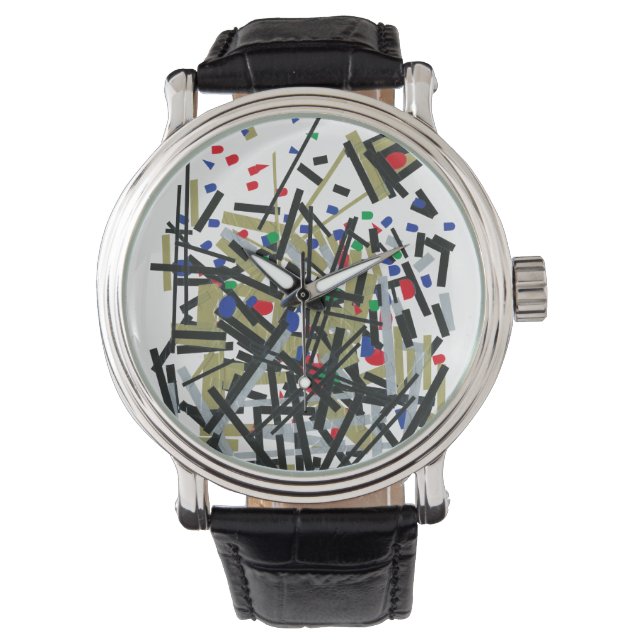 Relógio Abstrato em fita e formas alfabéticas 1 (Frente)