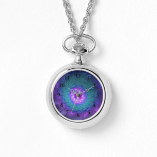 Relógio Abstrato Floral Beauty Fractal Colorida Flor