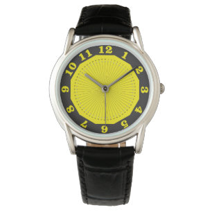 relógio abstrato preto amarelo com minutos