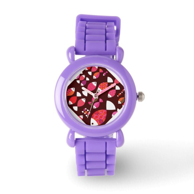 Relógio Abstrato retro-peixe debaixo de água (Frente)