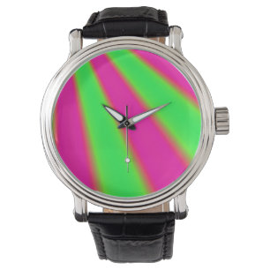Relógio Abstrato rosa e verde