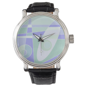 Relógio Abstrato Surfing Pastel Purple Green