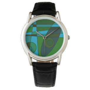 Relógio Abstrato Surfing Turquoise Green Shade