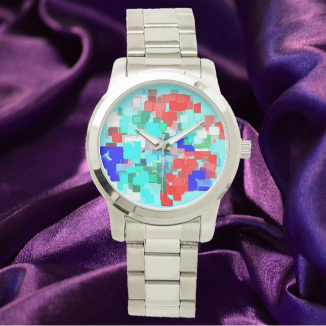 Relógio Abstrato Vermelho Moderno Artsy (Criador carregado)