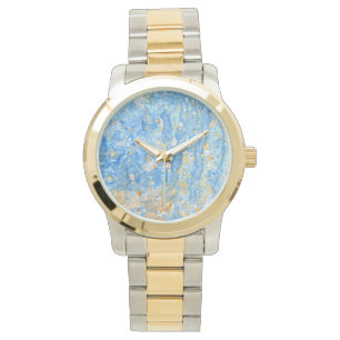 Relógio Abstrato Watch Azul e Dourado