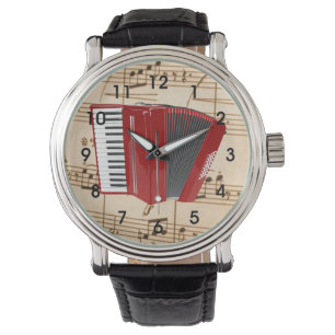 Relógio Acordeão: Red Accordion Watch