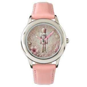 Relógio Acrilino Elegante Rosa & Dourado Pastel Quebra-Noz