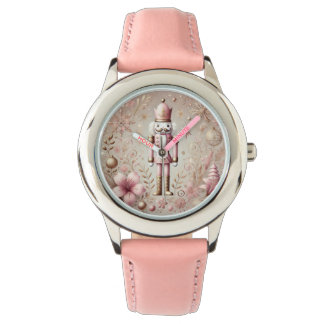 Relógio Acrilino Elegante Rosa & Dourado Pastel Quebra-Noz