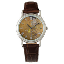 Relógio Adele, Lady in Dourado por Gustav Klimt, Monogramm