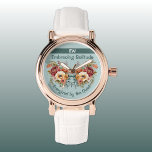 Relógio Adicionar nome introvertido solitude verde floral<br><div class="desc">Adicione um toque de elegância ao seu pulso com este incrível "Women's Watch", com uma pulseira branca de couro. Perfeito para quem estima momentos tranquilos, este relógio é adorado com delicados sotaques florais e a frase "Embrulhando a solidão" e "Energizado pelo Silêncio" ou personalizá-lo com seu próprio mantra curto. Personalize...</div>