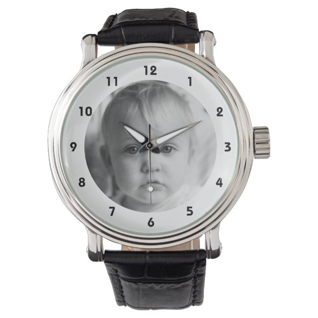 Relógio Adicione sua memória fotográfica para branco Pai (Frente)