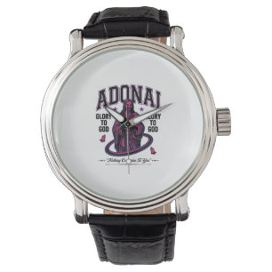 Relógio Adonai Glória a Deus Desenho Vetorial Cristão Vint