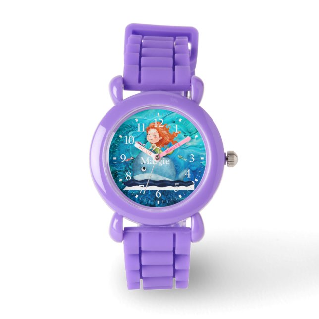 Relógio Adoráveis Oceanos Criam Sereia E Baleia (Frente)