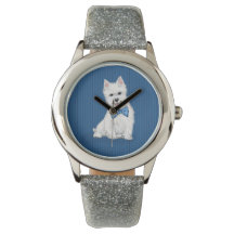 Adorável West Highland White Terrier Glitter Watch