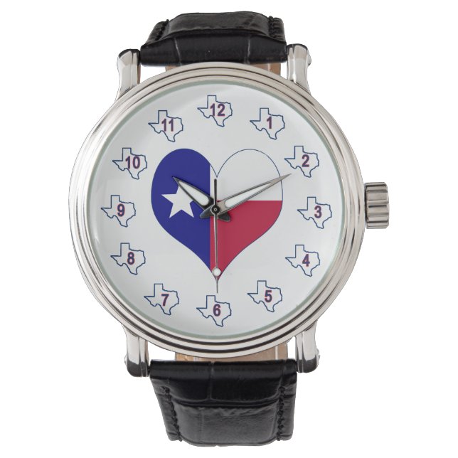 Relógio Adoro Texas Flag Heart (Frente)