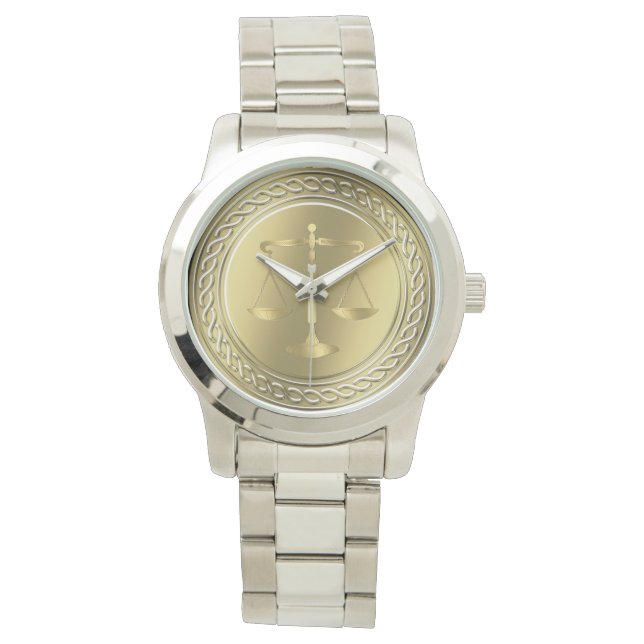 Relógio Advogado | Escalas De Ouro Da Justiça (Frente)