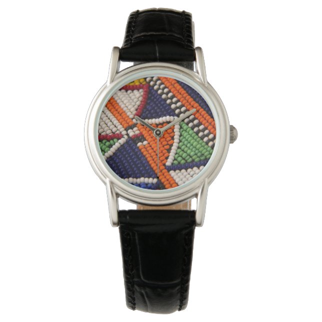 Relógio África, Quênia. Miçangas Tribais Maasai (Frente)