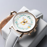 Relógio Água e Verruga Floral Amarelo Monograma<br><div class="desc">Design de observação elegante e chic apresenta uma bela coroa floral em cores pastel e pode ser personalizada com seu nome,  monograma,  inicial ou qualquer texto de sua escolha.</div>
