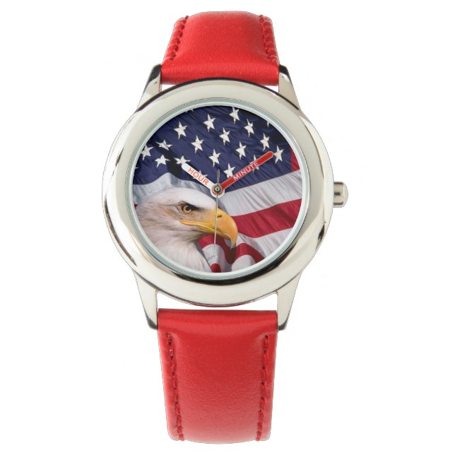 Relógio Águia Balda com Bandeira Americana (Frente)