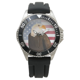 Relógio Águia com bandeira americana desbotada