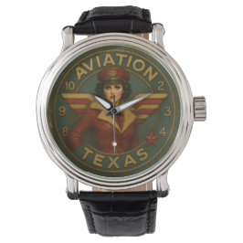 Relógio Airplane rustic pilot art Texas aviation