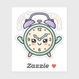 Relógio Alarme Pastel Kawaii Adesivo Estudo Manhã