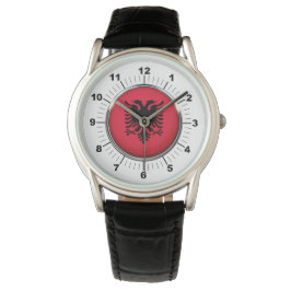 Relógio Albânia Fla Crown Black Leather Strap
