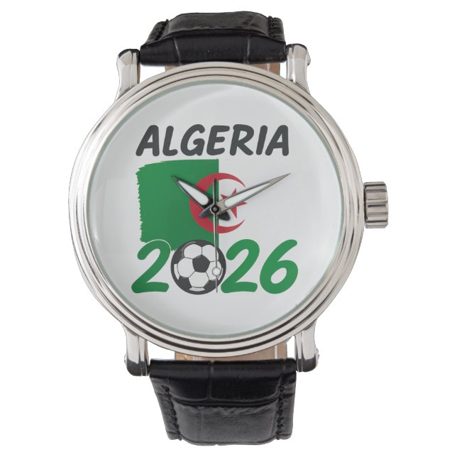 Relógio Algeria 2026 Soccer Fan Design with Crescent Star  (Frente)
