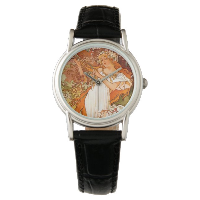 Relógio Alphonse Mucha Primavera (Frente)