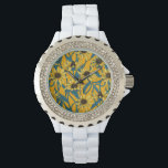 Relógio Amarelo Rudbekia em amarelo<br><div class="desc">Padrão do vetor pintado à mão com flores amarelas da rudbekia</div>